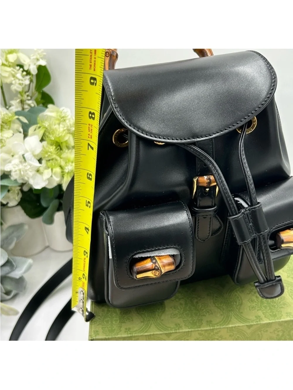 Gucci, leather bamboo backpack made in Italy NWT. Unisex.